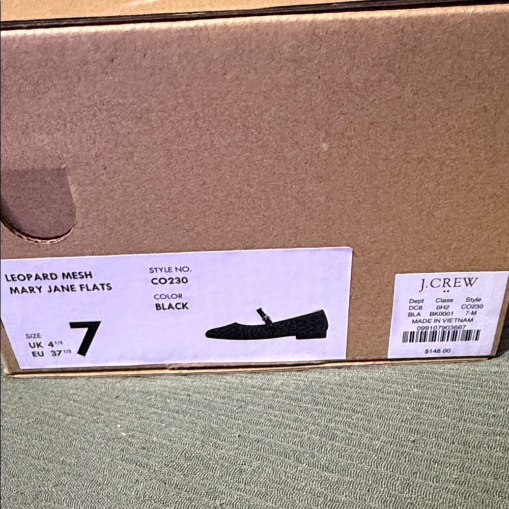 J. Crew Factory Black Leopard Mesh Mary Jane Flats - Picture 2 of 3